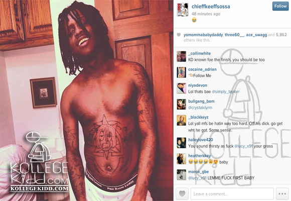 chief keef gucci tattoo on his stomach