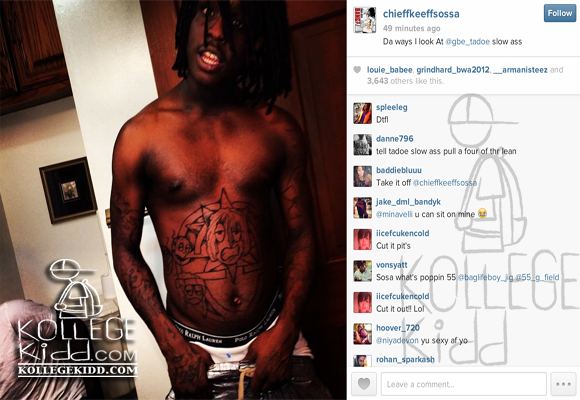 chief keef gucci tattoo on his stomach